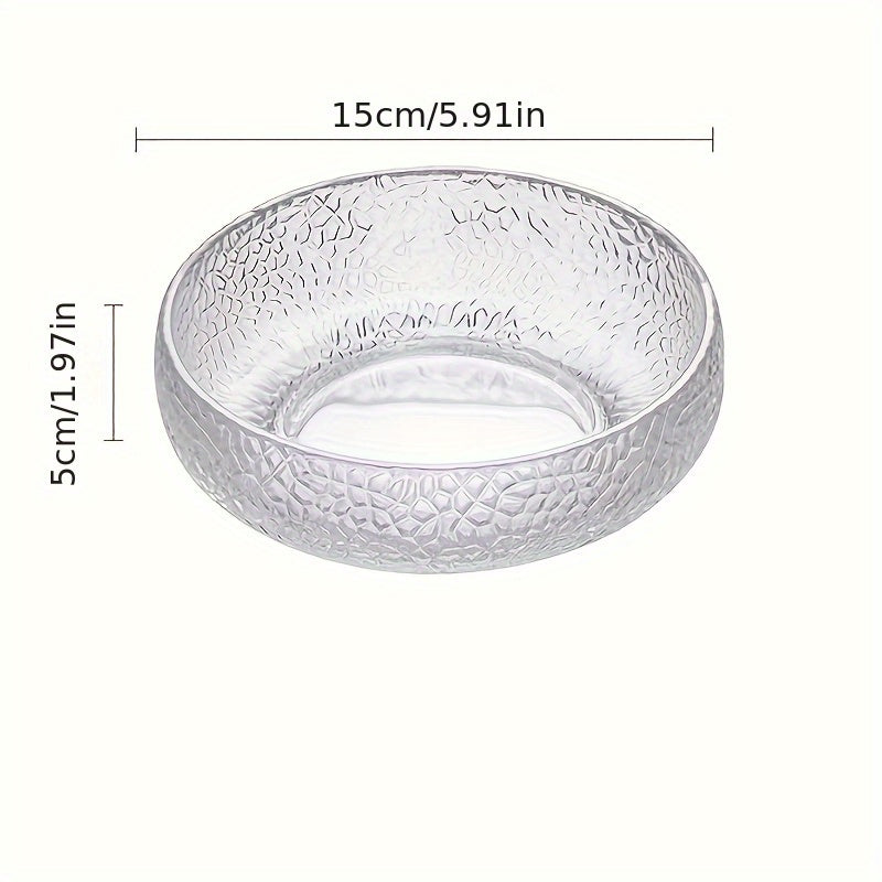 2-Piece Set Unique Hammered Design Premium Japanese Hammered Glass Bowls – Microwave Safe, Round – Perfect for Fruit, Salad, Dessert, Ice Cream & Breakfast