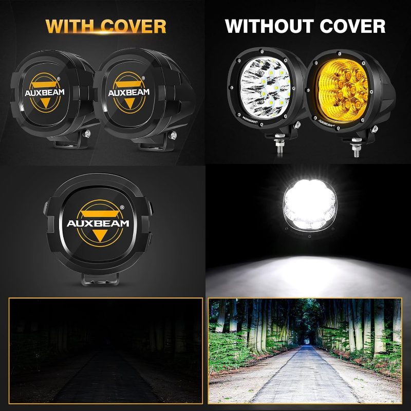 P4 Series 4 Inch Round Light Cover Black Lens Protective Cap Offroad Light Bar Cap Driving Fog Light LED Bulb Cover 2 Pack