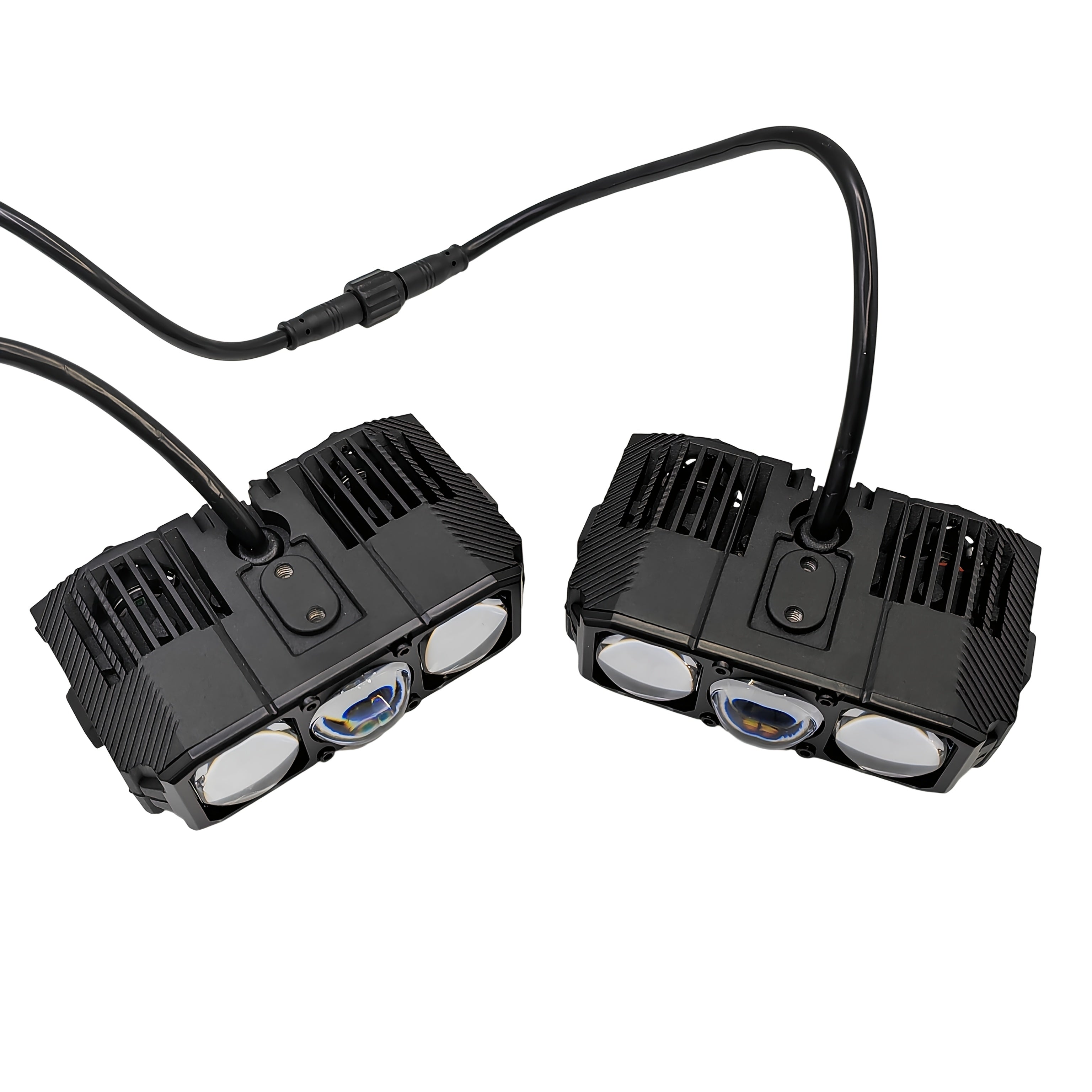 E06L New Car Light, Three-LED First Generation, Spot Beam Model, White/Yellow Dual Color (with Reflector Cup), 85W, for Motorcycle & Scooter Modification, Integrated High/Low Beam, 2-Pack
