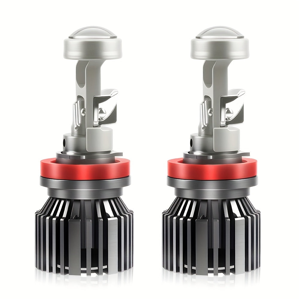ROADSUN 2-Pack Car Mini Lens 1:1 Wireless 9005/HB3 9006/HB4 H4 H7 H11 Projection Beacon Plug-and-Play for Car LED Projection Bulbs 6000K, Suitable for Car Motorcycle Mini Lens, No Battery Included