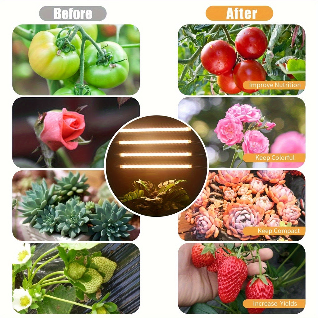 1/2-Pack LED Plant Grow Light Strip, 6000K Full Spectrum Grow Light for Indoor Plants, Daylight Grow Lamp with 3/9/12H Timer, 10 Dimmable Levels for Hydroponics Succulents, Plant Shelf Use