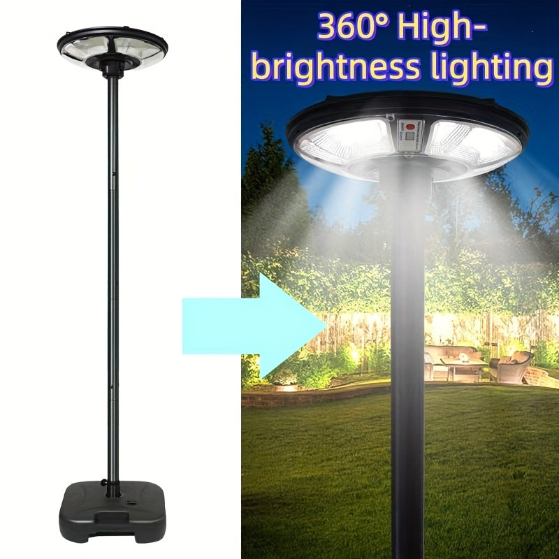1PCS 370LED Solar Courtyard Light Set, Portable Camping Light with Water Tank, Light Pole, Courtyard Light Head, 78-Inch Tall Pole, Remote Control Path Light, Long-Lasting Dusk-to-Dawn Outdoor Light, Motion Sensor Integrated Street Light