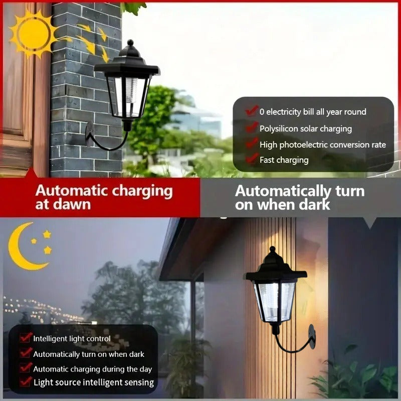 2-Piece Hexagonal Solar Light Outdoor LED Solar Wall Light LED Wall Light Vintage Lantern Garden Christmas Garden Decoration Outdoor Solar Street Light