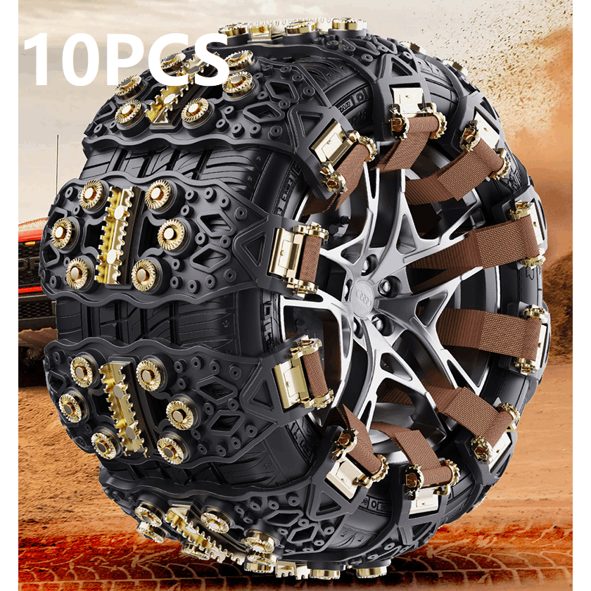 10-Pack Universal Anti-Skid Car Snow Chains – Traction Nails, Anti-Side-Slip, Easy to Install & Remove, All-Season Snow Tire Chains for Snow, Ice, Mud & Sand, Compatible with 4x4, Trailer, ATV, UTV, SUV, Truck, Pickup Tires, Width 165mm-265mm