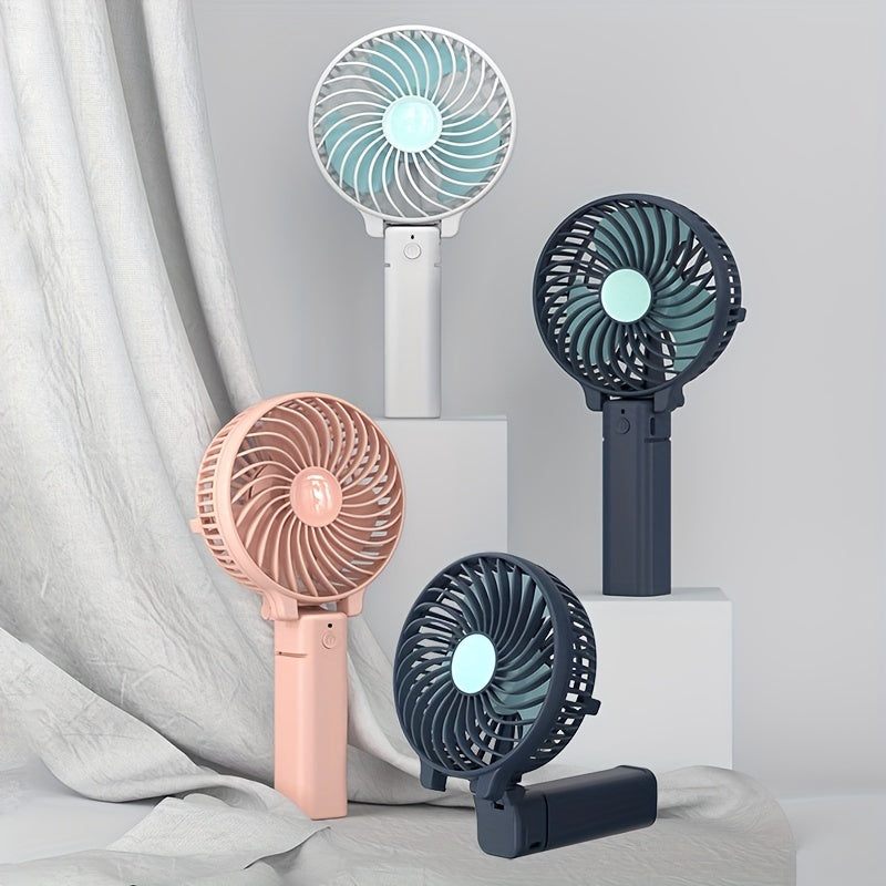Stylish Minimalist Handheld Fan, Foldable Portable Mini Fan, USB Rechargeable Desktop Fan with 3 Wind Speed Modes