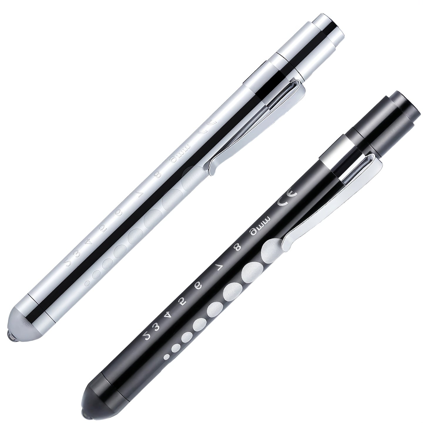 2/3-Piece Medical LED Penlight Set, Aluminum Alloy Nurse Examination Light with Pupil Gauge & Scale, Easy to Distinguish by Different Colors, Pocket Clip with One-Button Switch, Ideal for Nurses / Doctors / Medical Students