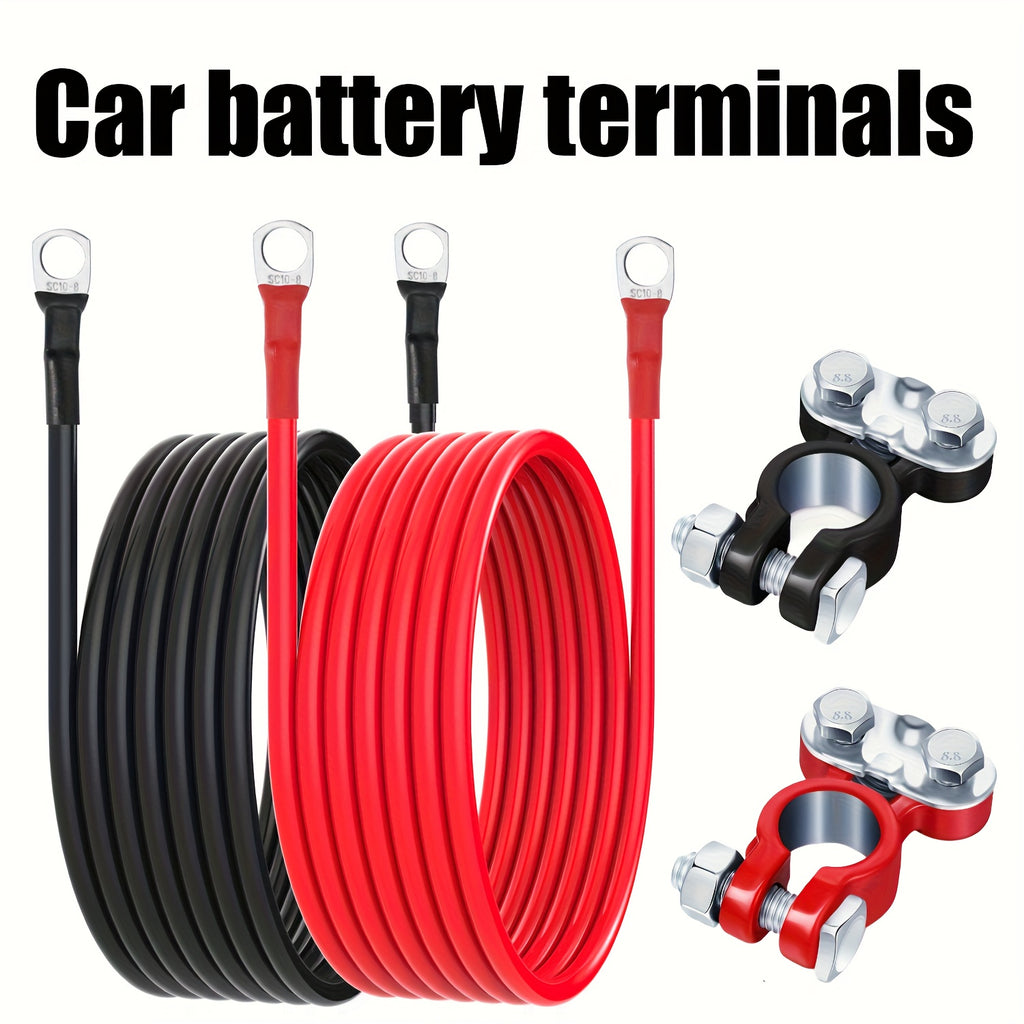 Battery Terminal Connector, 10AWG Wire, Car Battery Tool, Compatible with Cars, Motorcycles and Boats, No Battery Required