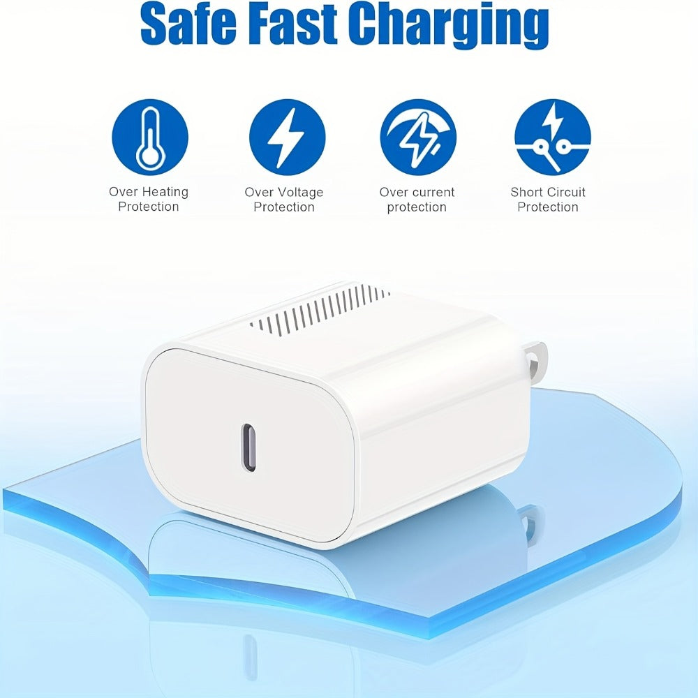 2-Pack 20W PD Fast Charger Set for iPhone 8-14 Series | 60% Charge in 30 Mins with 39.37inch Cable & US Adapter