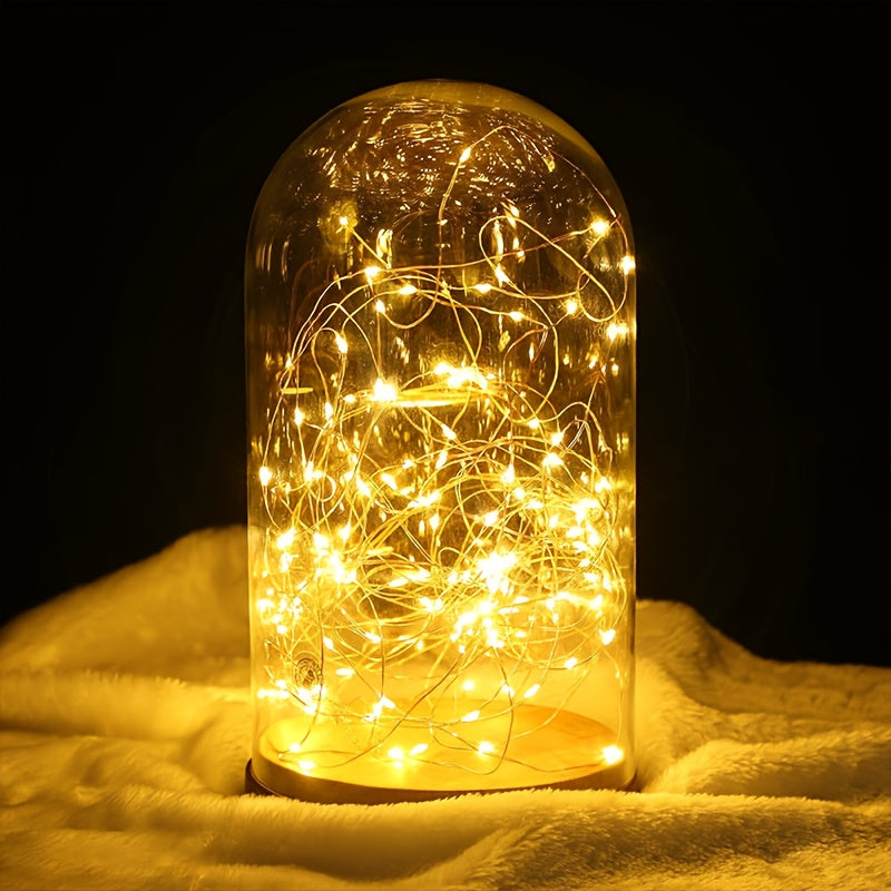 神智科技 LED 铜线灯 - 暖白光，提供 393.7 英寸/787.4 英寸长度，带电池盒，易于开/关开关，可弯曲、扭曲和塑形成各种设计，非常适合房间和家居装饰