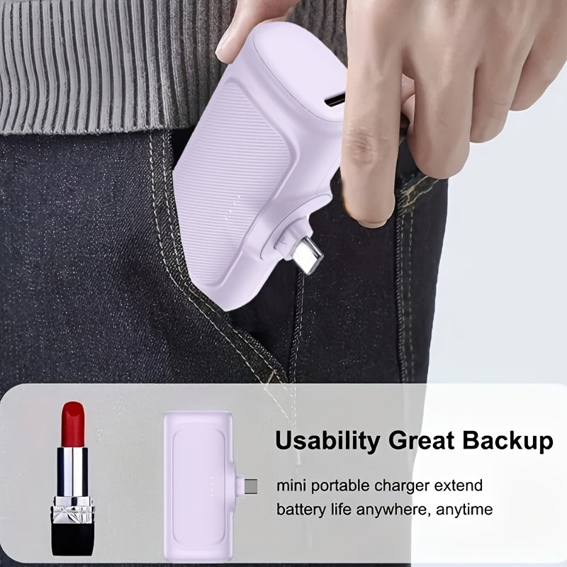 22.5W 快速充電 5000mAh 迷你行動電源，USB-C 充電器，通用相容性，USB Type-C，雙電源模式，可充電鋰聚合物電池，適用於 iPhone 16/15 系列和 Android 裝置