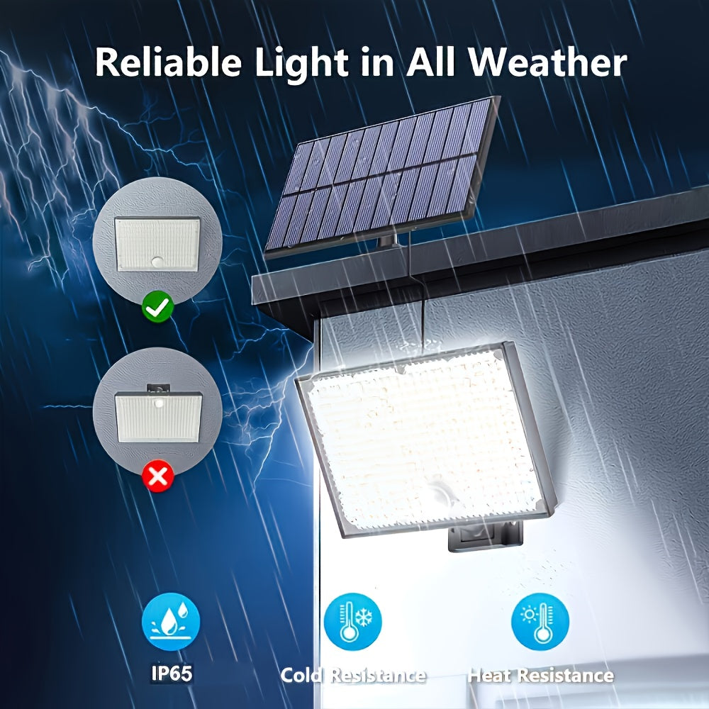 2PCS Commercial Street Area Lighting, 400LED Solar Motion Sensor Outdoor Light, Remote Control, Separate Panel, Dusk-to-Dawn Illumination, Outdoor Balcony, Yard, Garden, Street, Shed, Wall, Christmas Gift, Emergency Lighting Tool