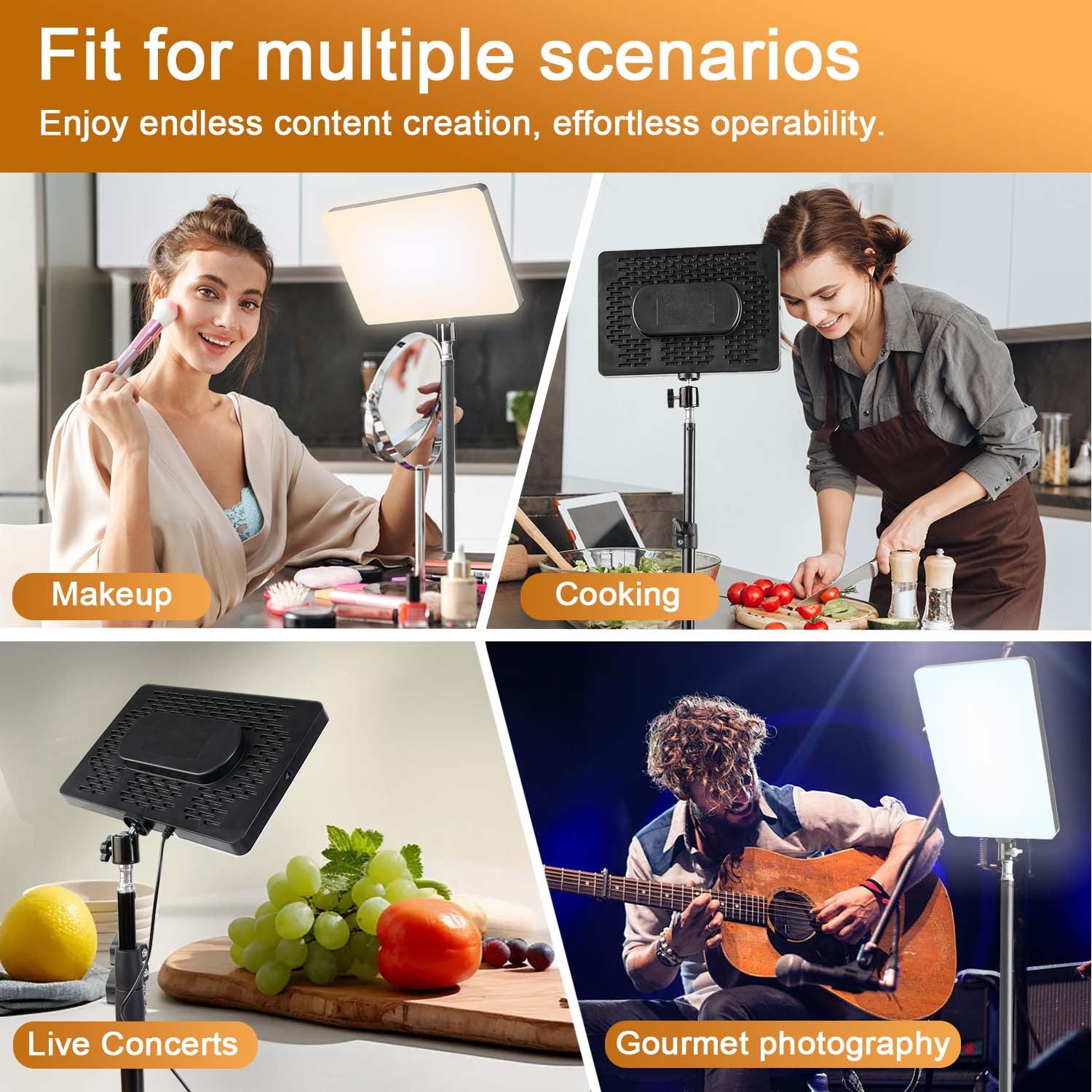 UEGOGO portable USB-powered LED video fill light kit, with adjustable tripod and color temperature spotlight — low-voltage lighting design, suitable for home video recording, YouTube, live streaming, vlogging, and smartphone/fill light shooting