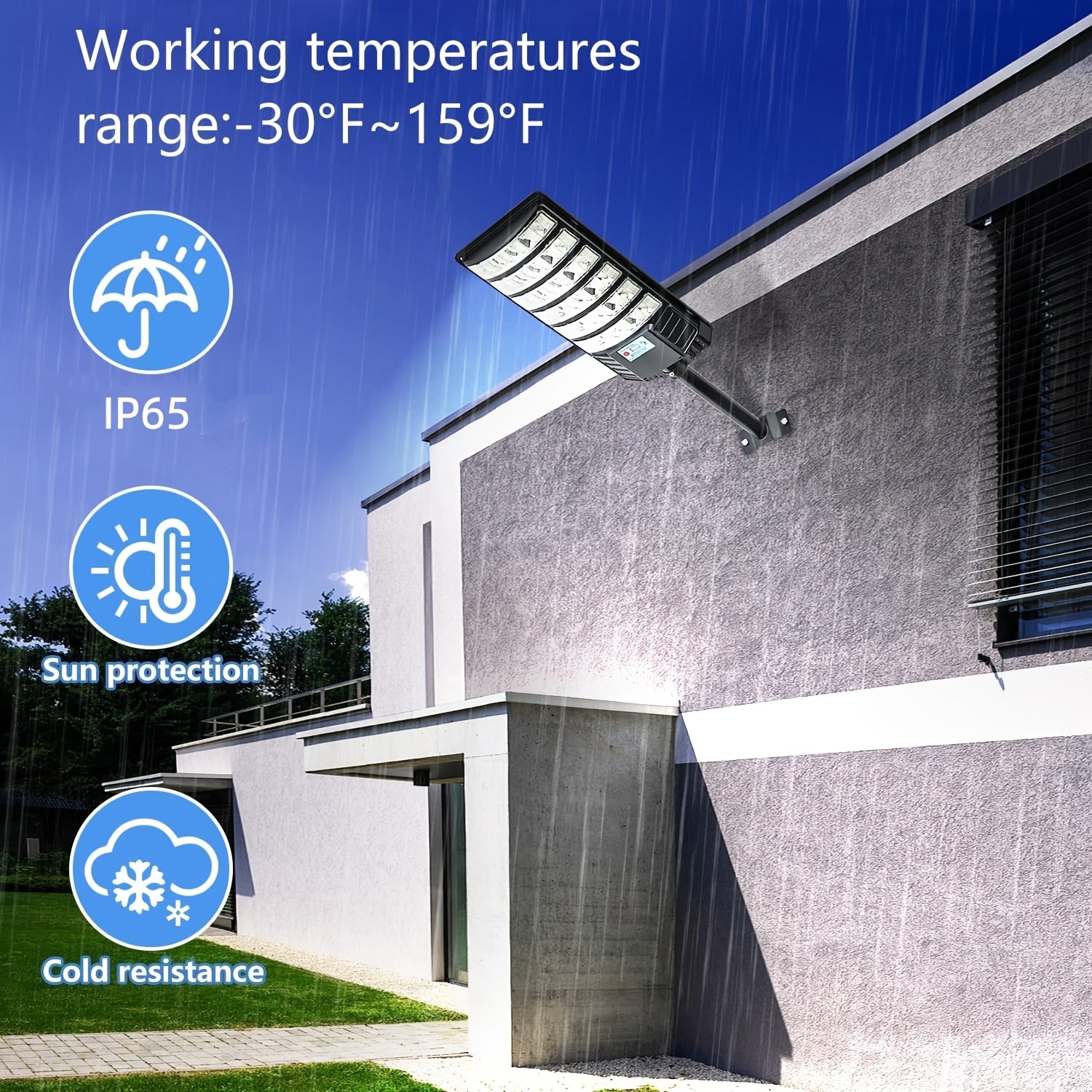 1 Pack Outdoor Solar Street Light, Heavy Duty 6500K LED Parking Lot Light with Sensor, 6000mAh Dusk-to-Dawn Solar Floodlight, Perfect for Courtyard, Garden, Parking Lot Security Lighting
