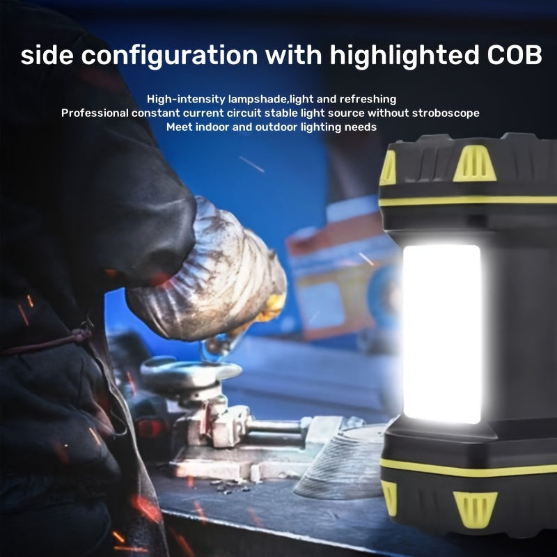 Multifunctional High Brightness LED Handheld Light Large Capacity Battery Long Lasting Type-C Charging 8 Lighting Modes Side COB Soft Light Smart 4-Grid Power Indicator Outdoor Camping Adventure Lamp