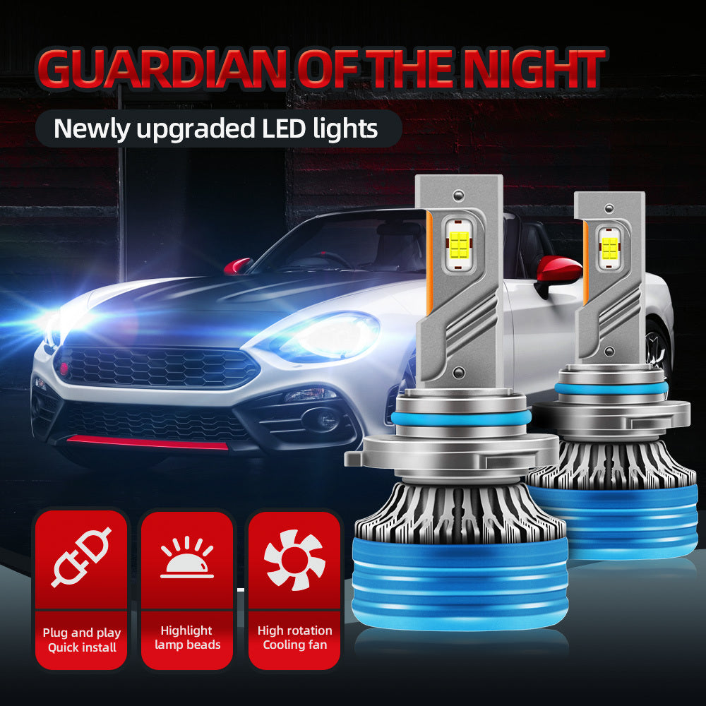 2 Pcs LED Car Headlights 200W 59000LM Super Bright White Turbo Fan Copper Tube No Black Spots Plug-and-Play Easy Installation 300m Lighting Range Fits Most Car Models, No Battery Included