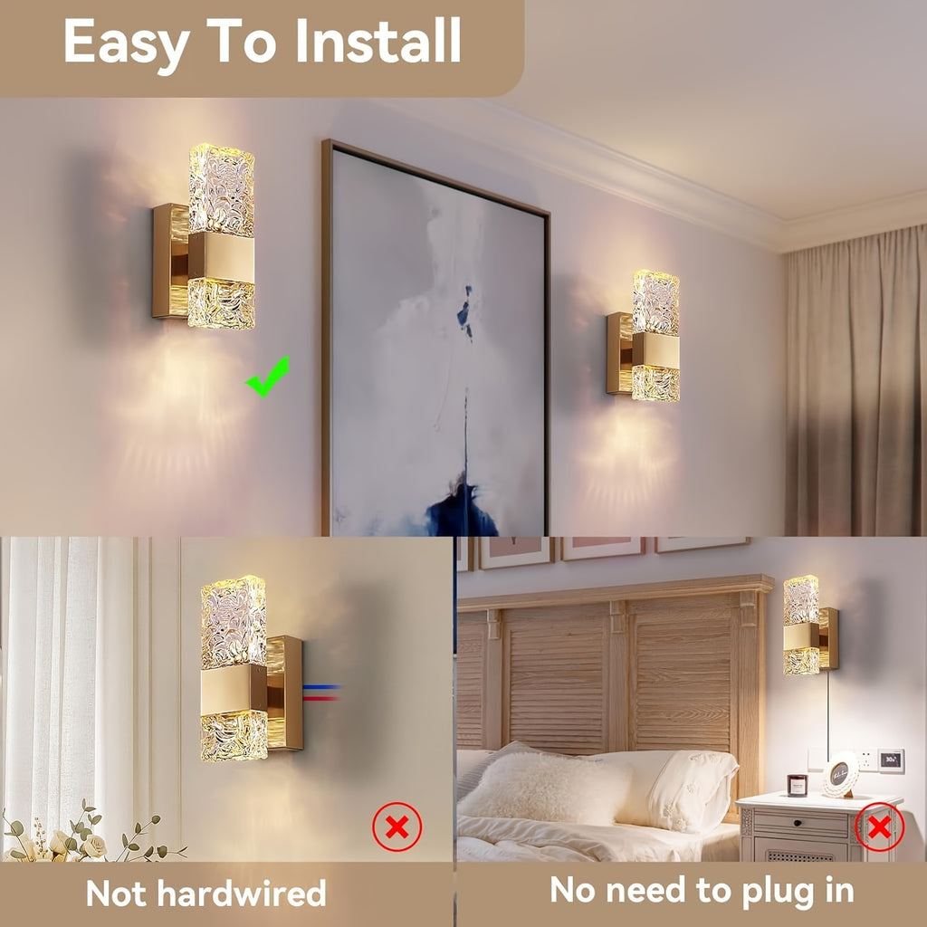 One Battery Operated Wall Light Modern Dimmable Wall Lamp, Indoor No Hardwiring Required, Halloween Christmas Decorative Light Fixture for Bedroom Living Room Hallway