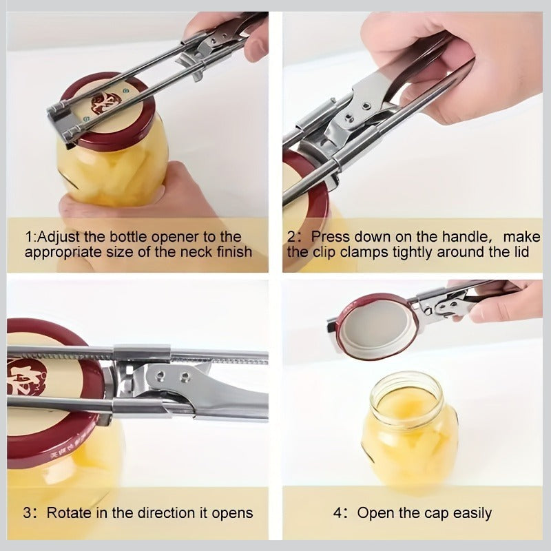 Stainless Steel Universal Opener | Ergonomic Handle & Lever Mechanism – One-Hand Can Opener, Easy-Grip Manual Kitchen Tool, No Electricity Needed, Perfect for Parties & Daily Use