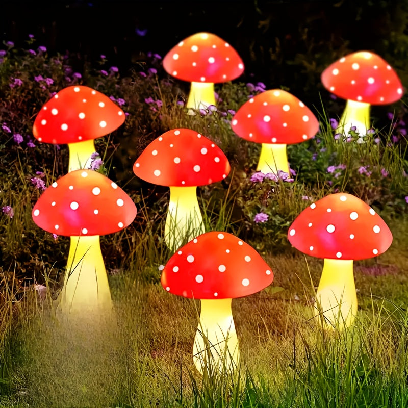 地插蘑菇灯【8/12/20只装太阳能蘑菇灯】户外插地桩灯 8 种照明模式太阳能蘑菇灯，适用于庭院露台路径草坪，完美的装饰灯，礼物