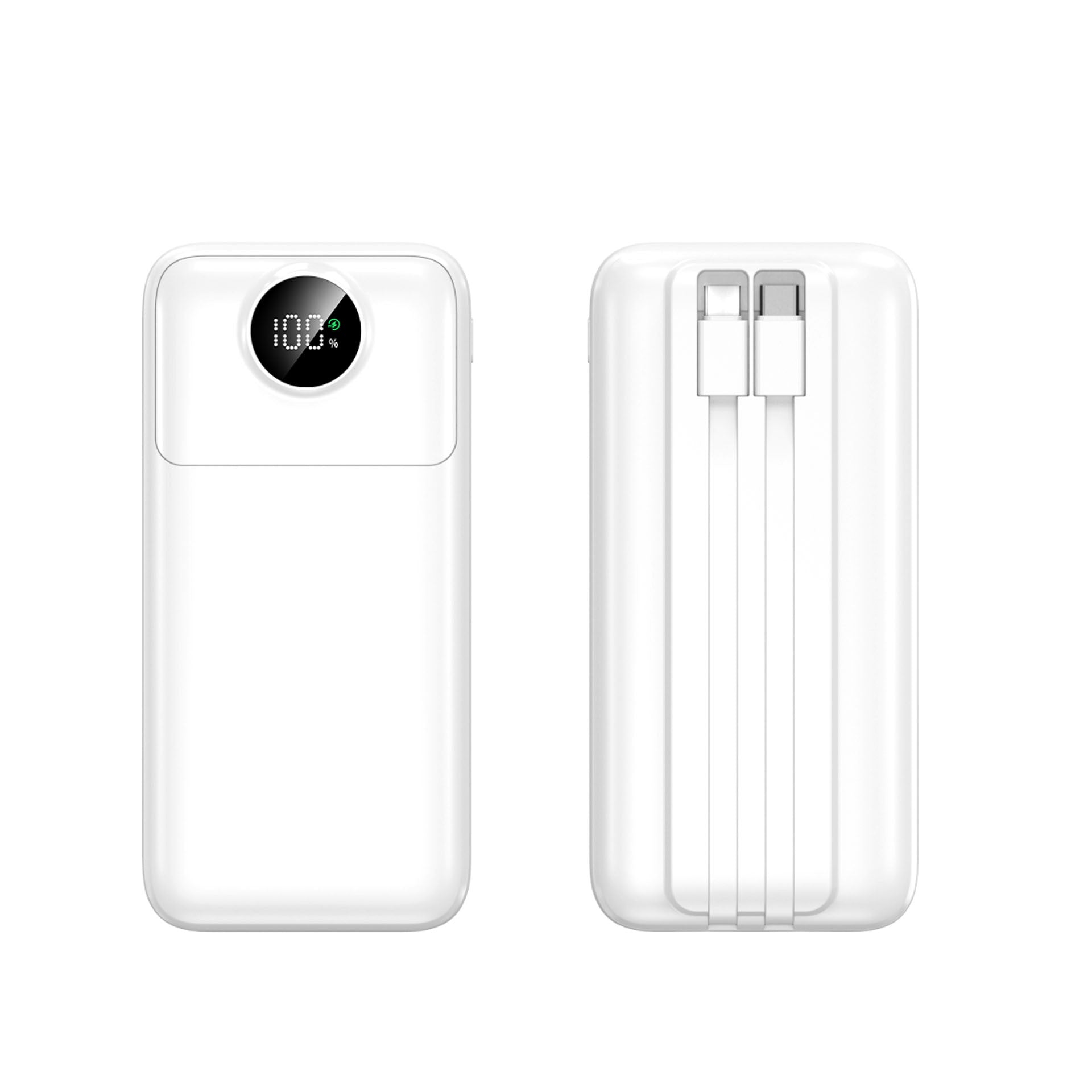 50000mAh Mini Portable Power Bank with Built-in 4 Cables (Micro/Type-C), Fast Charging, Smart LCD Display & Ultra-Bright LED Flashlight, - Battery Pack for Smartphones, Tablets, Cameras, for outdoor Travel Charger