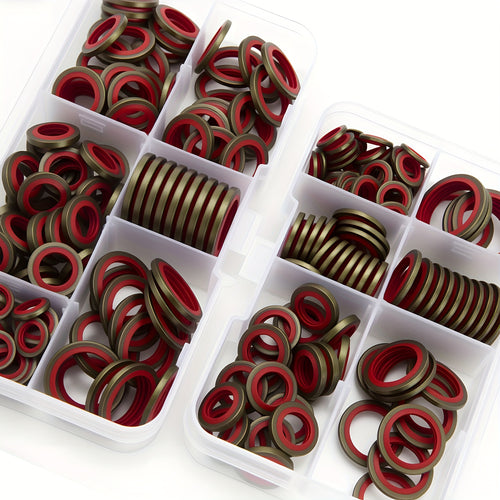 156pcs/box OR 106pcs/box OR 56pcs/box Car Oil Pan Drain Plug Rubber Drain Lock Rubber Drain Plug Replaceable Gasket Seal Kit M6 M8 M10 M12 M14 M16 NBR Metal Sealing Washer Gasket Set | High Pressure Hydraulic