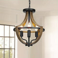 13.1“ Modern Farmhouse Hanging Chandelier, 4-Light Rustic Style Indoor Flush Mount Ceiling Fixture, Hallway Foyer Dining Room Entryway Kitchen Island Bedroom Vintage Pendant Light, E14 Bulb Base (Bulb Not Included)