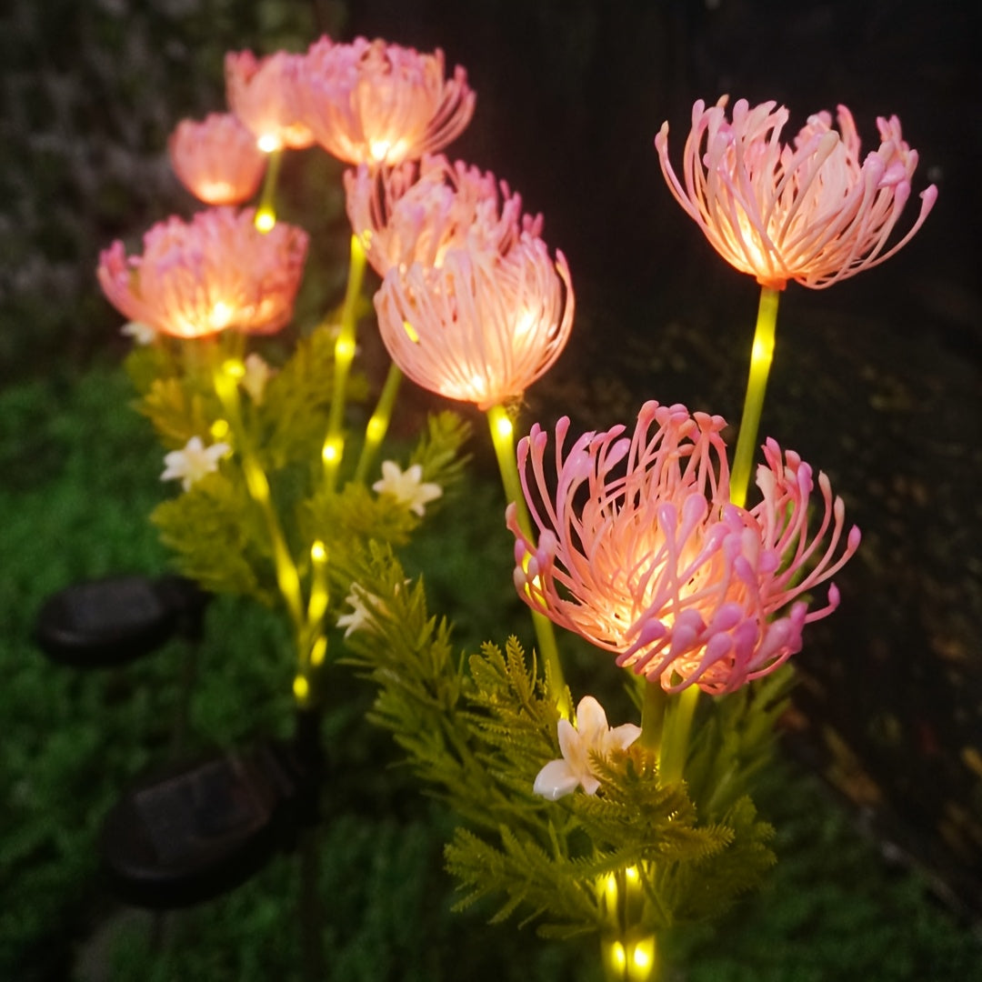 Solar Pink + Yellow Lycoris Radiata 4-Piece 12-Head Solar Flower Light, Outdoor Solar Garden Light, Suitable for Christmas Decoration, Flower Light with Glowing Stem, Can Be Used for Flower Pot, Courtyard, Path, Balcony and Garden Decoration
