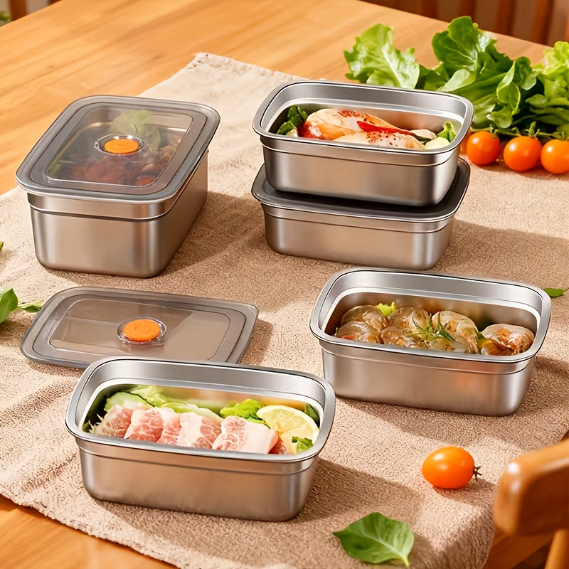 5-Piece Stainless Steel Airtight Food Storage Container Set | Leak-Proof Lunch Box for Office, Gym, Freezer | Meal Prep, Camping & Picnic Premium Choice