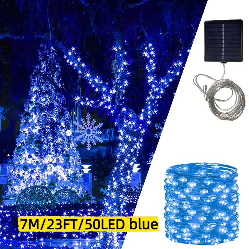 1个户外LED太阳能彩灯，带8种模式，有105英尺/72英尺/39英尺/23英尺太阳能花灯可选，适用于装饰花园、露台、圣诞树、派对、婚礼和各种美丽的活动（多色）