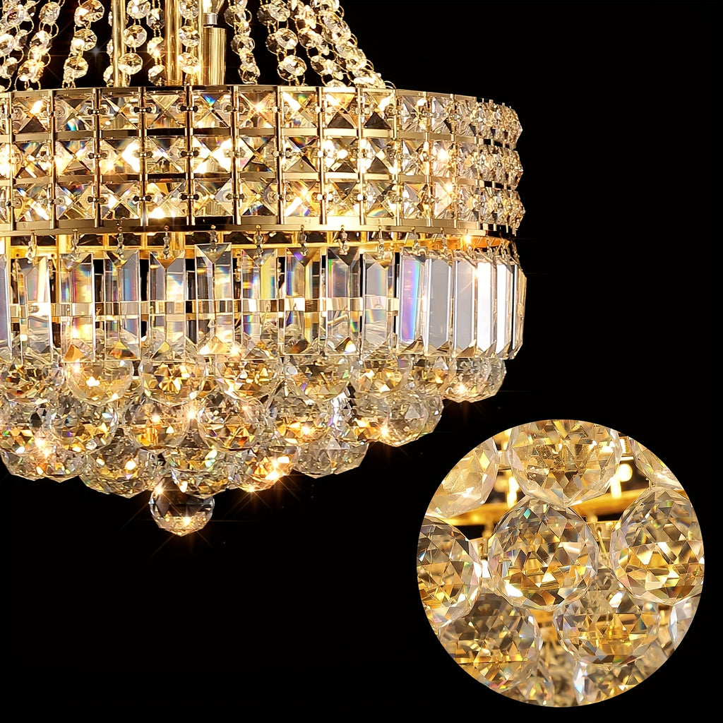1 piece modern empire crystal chandelier, natural copper finish luxury chandelier for living room, dining room, bedroom, staircase, foyer, hallway