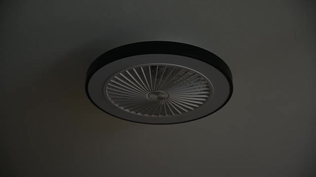 Modern Low Profile Ceiling Fan, 6 Speed Levels, Reversible Bladeless Design, 3000-6500K Dimmable LED Fan Light, Smart Timing Function, Suitable for Living Room, Bedroom, Office, Kitchen