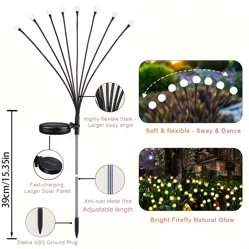 FACHOI 8/12 LED Solar Firefly Light, Outdoor Solar Lighting Fixture, Perfect for Garden Paths, Parks, Restaurant Decoration, Commercial Lighting, 8 Adjustable Modes, Halloween Decoration, Christmas Decoration