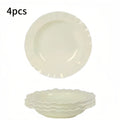 Cream-Style French Lace Western Dinner Plate, Reusable PP Plastic Home Tableware, Serving Plate, Soup Plate, Deep Plate & Bowl Set – Perfect for Cold Dishes, Deli, Desserts, Party Food, Stackable Storage