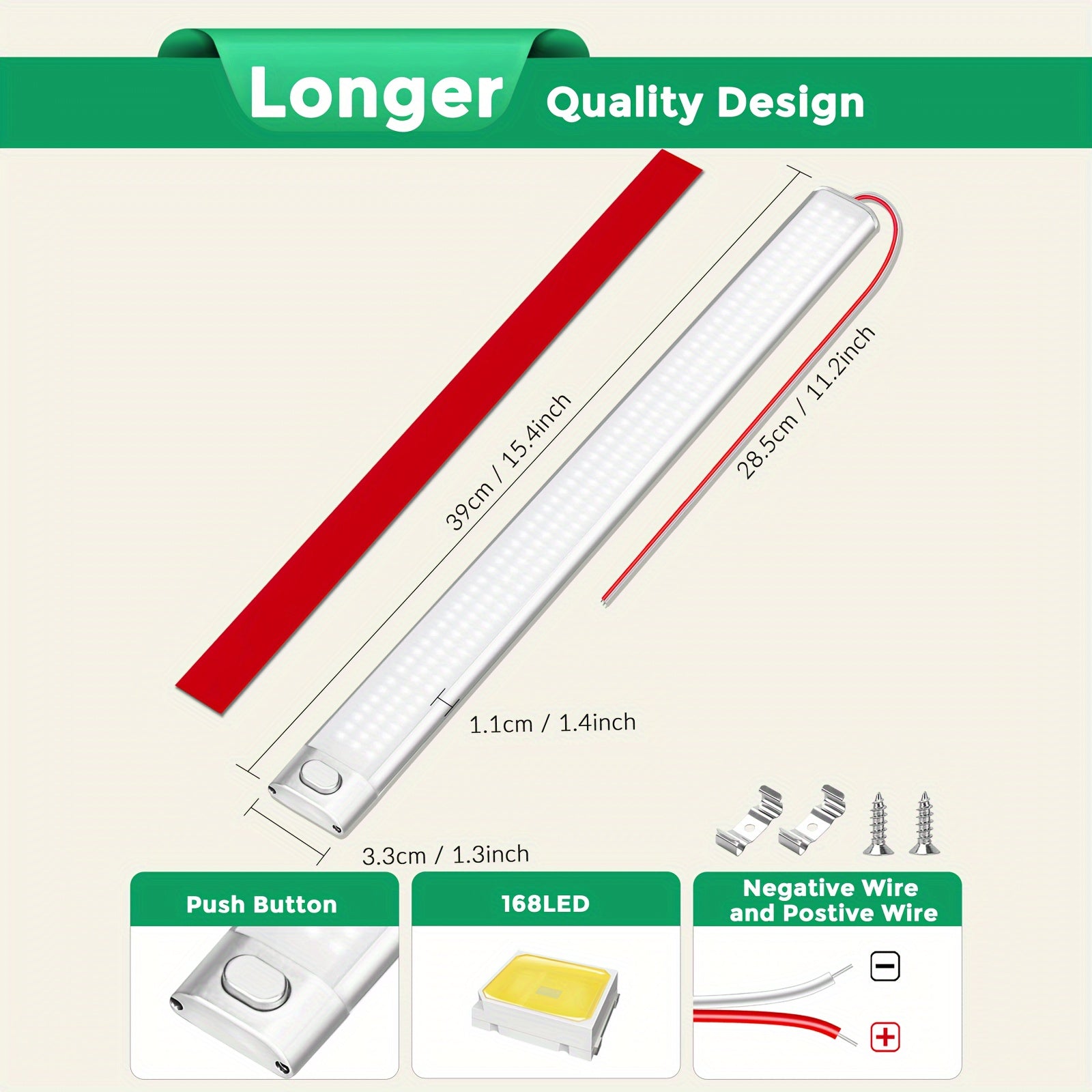12v LED 内部灯条， 168LED 1700LM 10W， 直流 12 伏 LED 灯条带开/关开关， 用于封闭式货物拖车， 汽车房车货车卡车露营船大篷车房车