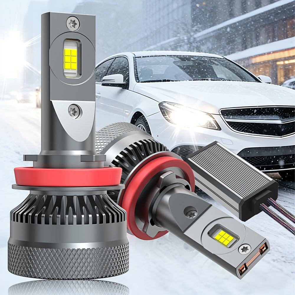 Automotive 2PCS LED Car Lights - H11/H7/H4/H1, 9012/9006/9005 - 40000LM, 250W High/Low Beam, 6500K Cool White Light, Spotlight, High-Performance Bulbs, 200% Brightness Increase, Plug-and-Play, No Battery Needed