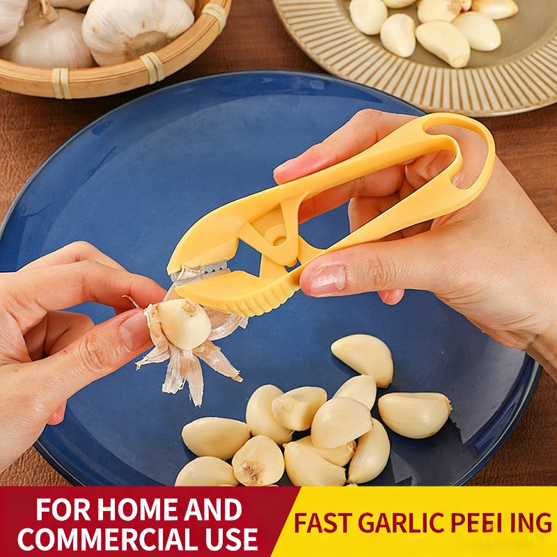 Garlic Peeler & Prep Tool Kit - Stainless Steel Blade Garlic Peeler, Garlic Head Skin Remover, Tweezers & Clamp for Quick Peeling