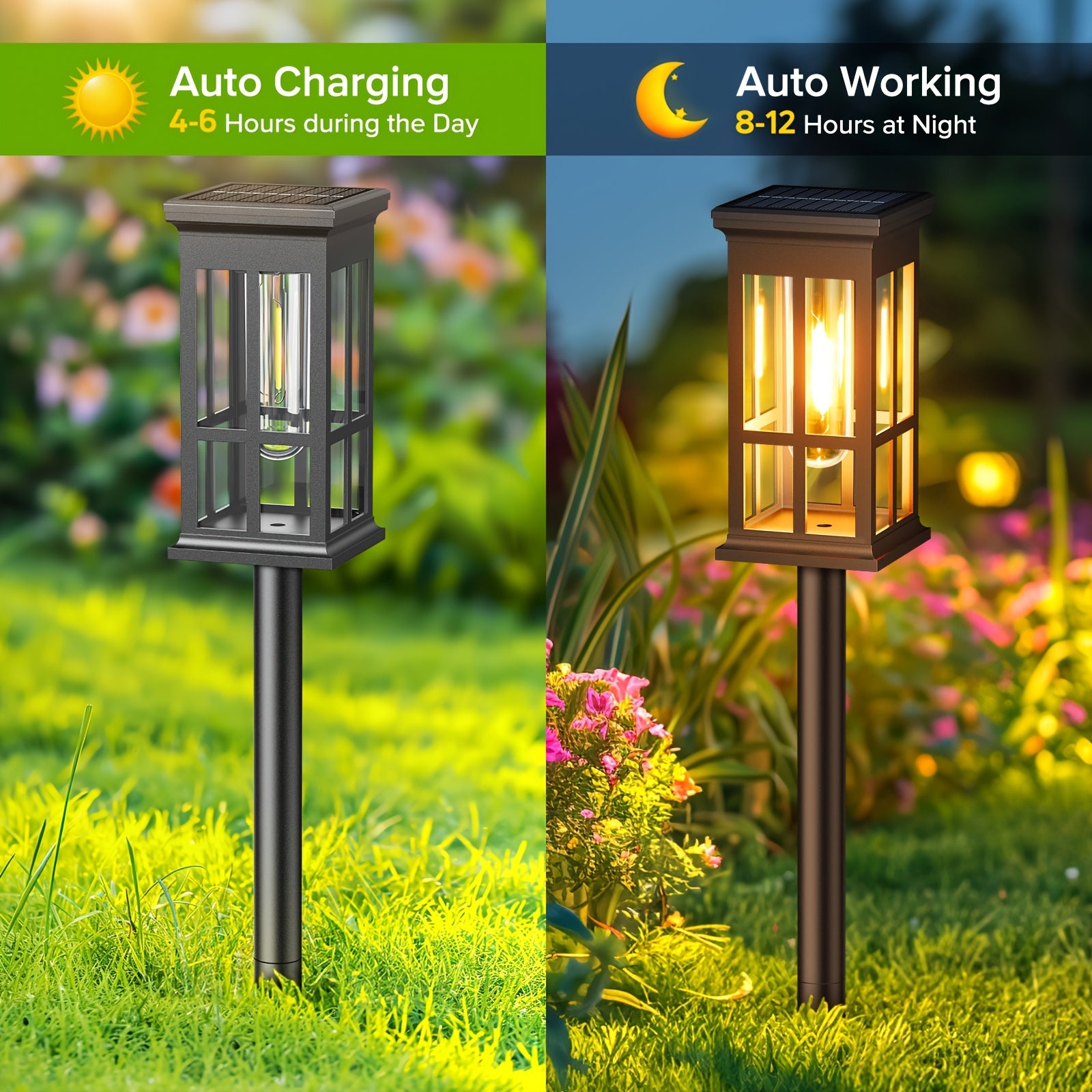 8-Piece Outdoor Bright Solar Path Light, Upgraded Outdoor Solar Light, Brightness Lasts Up to 12 Hours, Automatic On/Off Garden Light, Suitable for Landscape Courtyard, Patio Lawn, Path, Sidewalk, Driveway and Outdoor Decoration