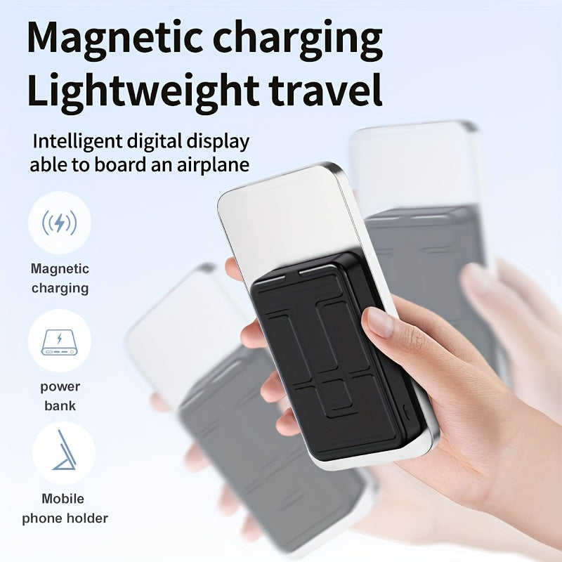 全新10000毫安磁吸無線充電寶 22.5W/PD20W 手機便攜充電器 LED電量顯示 戶外旅行應急備用電源 可同時為3臺裝置充電 附贈飛機支架