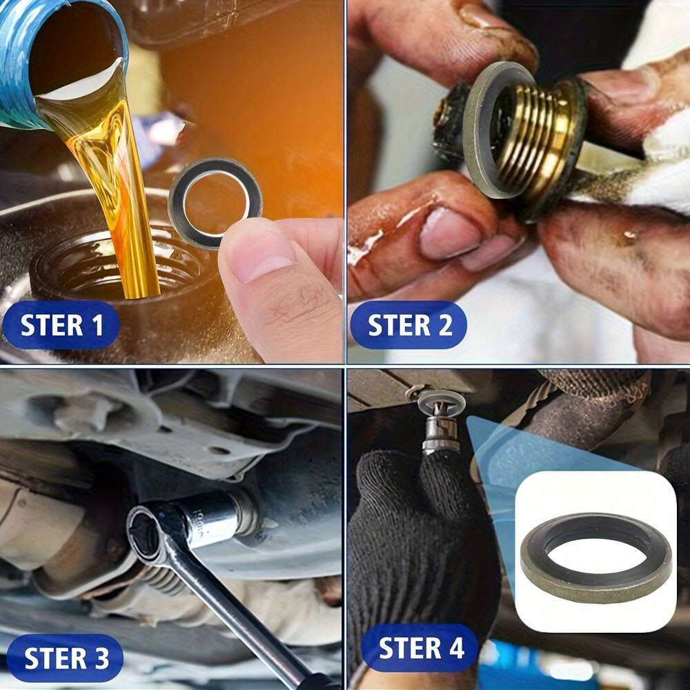 120-Piece Set Automotive Oil Pan Drain Bolt Rubber Replaceable Washer Seal Kit M6 M8 M10 M12 M14 M16 M18 M20 M22 M24 M27 M30