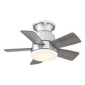 24 Inch Integrated LED Flush Mount Ceiling Fan, Indoor Natural Brass Gold/Brushed Nickel/Bronze Ceiling Fan with Light and Remote Control