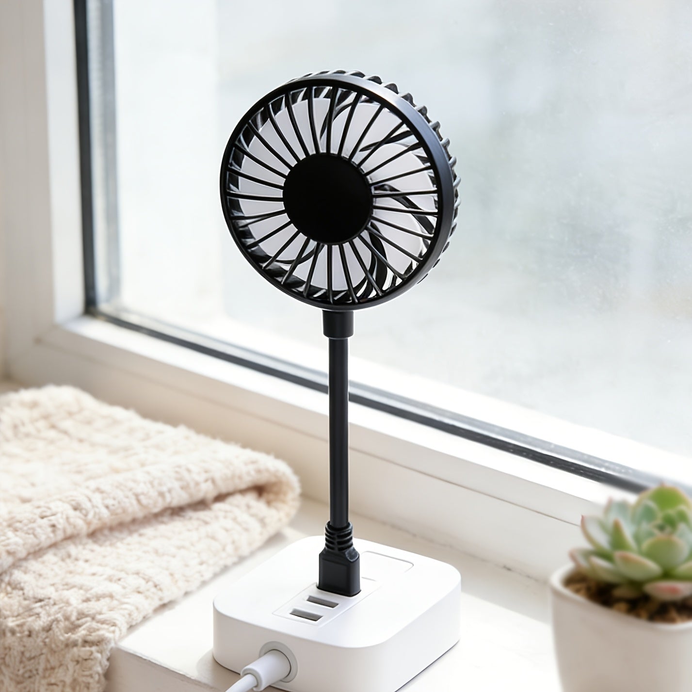 Nordic Style Black Hose Desktop Fan, 3-Speed Quiet Mini Fan, Portable Cooling Fan for Office Dorm Desk Home Use