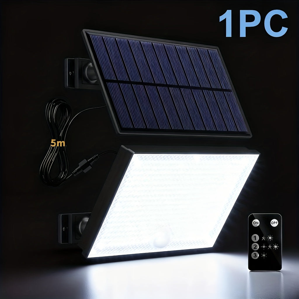 1/2 Pack 400 LED Solar Street Light with Remote Control for Outdoor - Warm and Cool Light Optional, Night Light Sensor Courtyard Light with Remote, Security Lighting, 3 Lighting Modes, Split Wall Light, Perfect for Garden, Courtyard and Garage