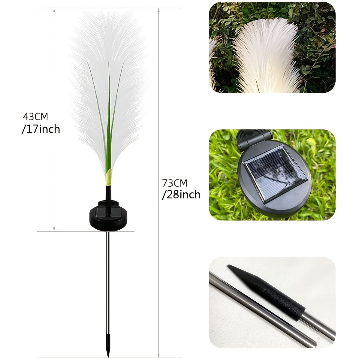Summer Vibe Solar Reed Ground Light, Warm Light, Perfect for Courtyard Lawn Landscape Decoration, Outdoor Garden Lighting, Homestay Garden and Festival Decor