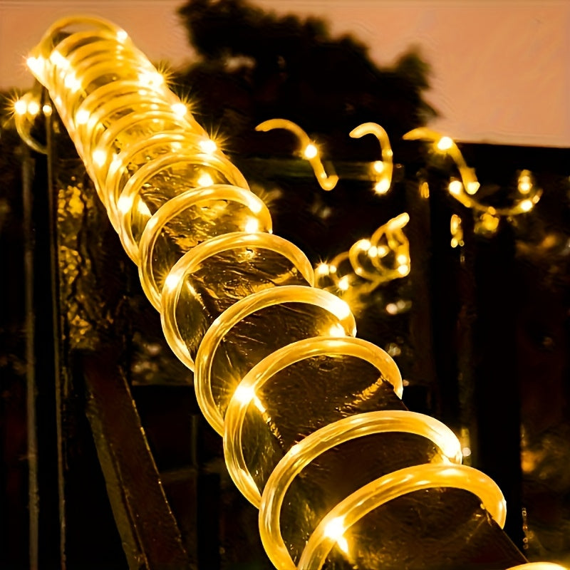 Solar LED tube light, 8 modes optional - 50/100/200/300 LED beads, new spring design, compatible with flexible wiring, specially designed for garden, wedding, Christmas decoration, supports solar charging