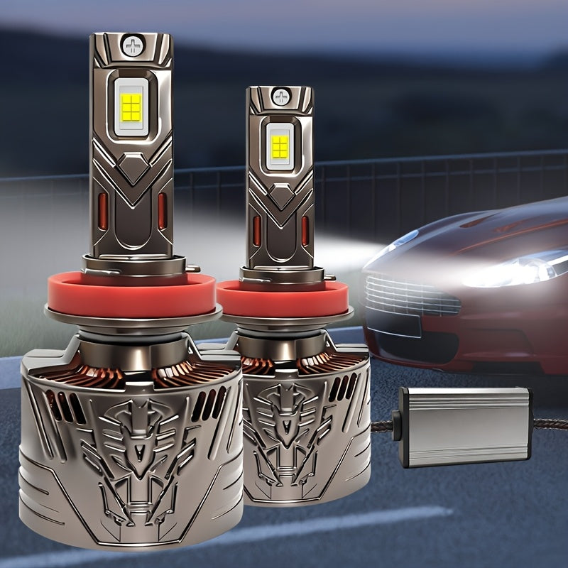 2-Pack, H11 Car LED Headlights, 59400 Lumens, 380W High Power, 12V/24V, 6500K White Light, 3570 CSP Chip, Compatible with Multiple Car Models, Easy to Install, No Battery Needed, Plug-and-Play, with Powerful Cooling Fan