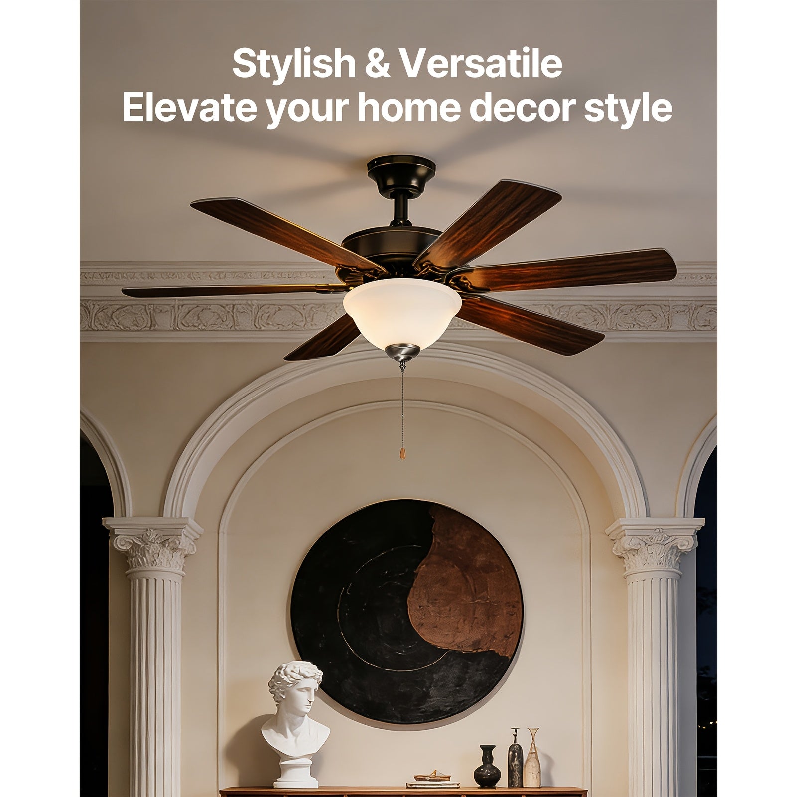 Ceiling Fan Light 1Pc Bowl Shape Pull Chain Design 750lm 110V Plug-Free S001 Available for All Stores