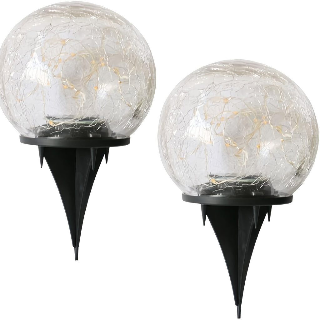 Solar Cracked Glass Sphere In-Ground Light, Outdoor Courtyard Lawn Ground Insert Light, Indoor Tabletop Ambient Decorative Light, Waterproof Landscape Light, 2-in-1 Solar Powered Night Light