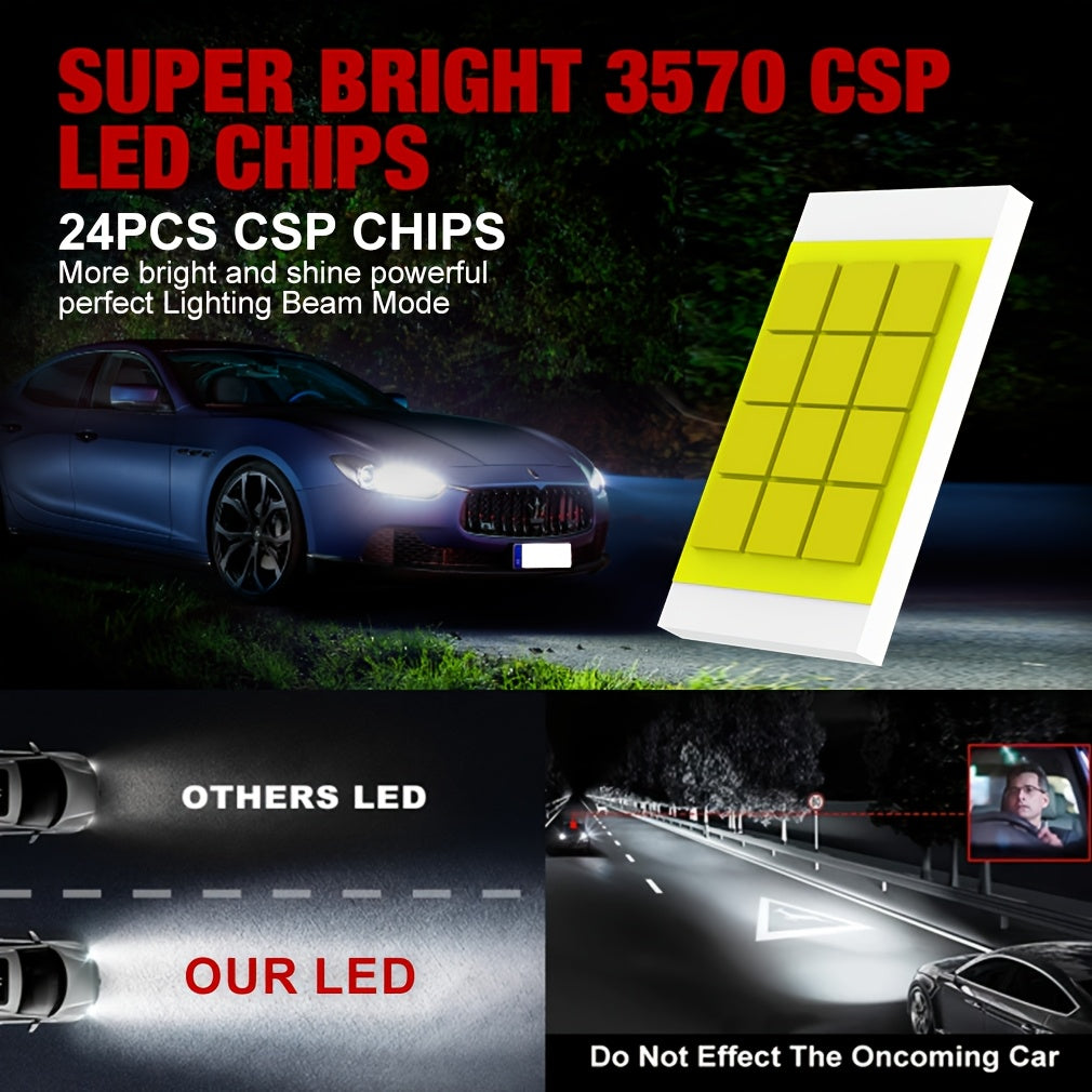 S&D 2-Pack 30000LM H7 LED Headlight Bulbs 6500K Bright White 500% Super Bright Plug-and-Play 80W CSP Car Headlight Car Diode Light Canbus H7 LED Turbo 6000K 12V