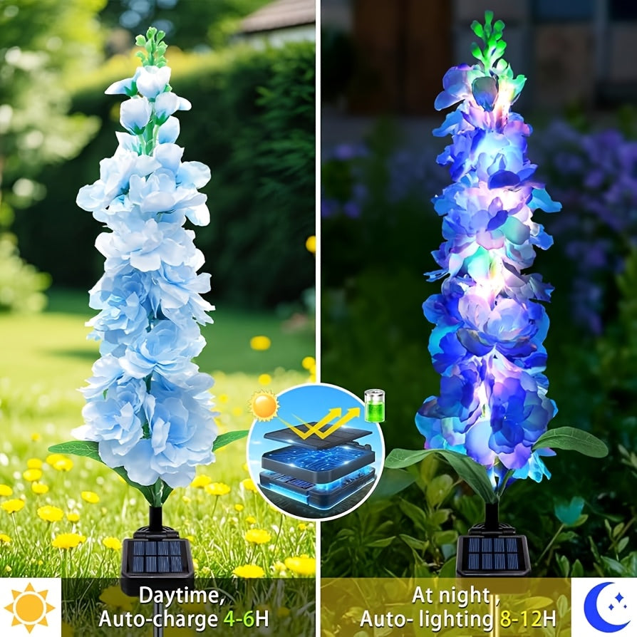 4pcs Solar Hyacinth Flower Light LED Artificial Flower Light Outdoor Decoration Courtyard, Garden Lawn Ground Insert Flower Light Gift for Mom Birthday Outdoor Decorative Landscape Lawn Garden Light