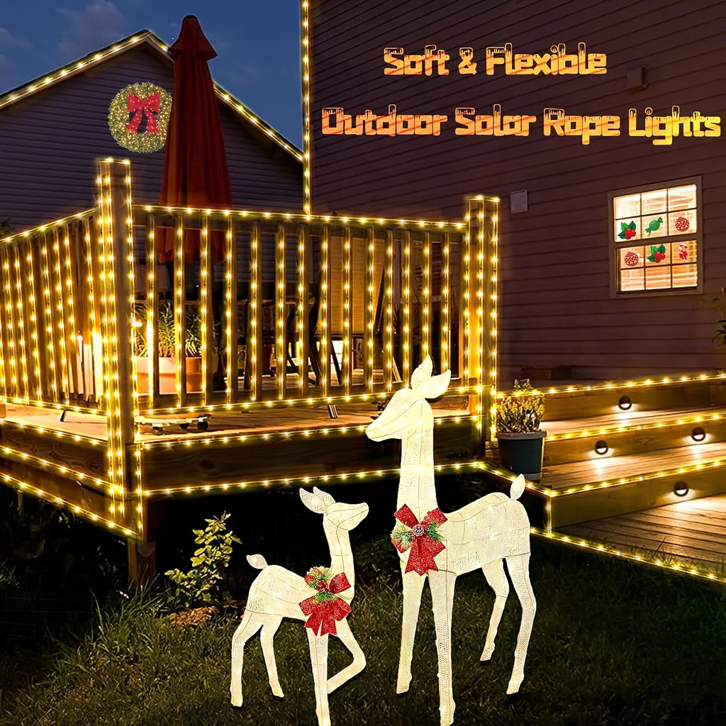 A set of outdoor solar garden lights, water pipe lights, tube lights with 8 flashing modes, IPX4 protection rating, angle theme, suitable for Christmas, gardens, shops, parties, weddings and other scenes, three colors optional