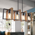 35.4-Inch Kitchen Island Lighting, 4-Light Dining Room Farmhouse Pendant Light, Black Modern Chandelier, Pool Table Light, Matte Black Metal Finish (Bulb Not Included)